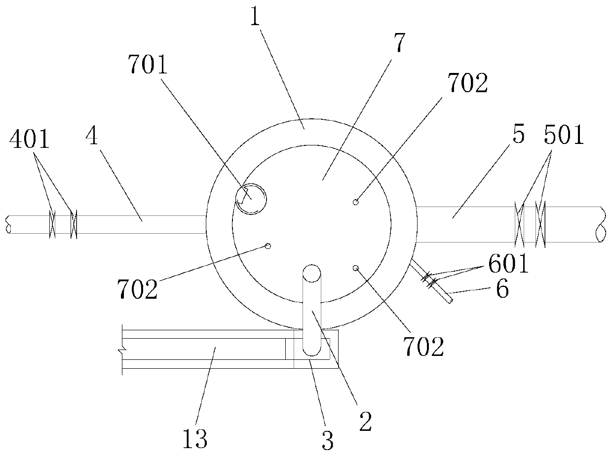 High-level pool, water supply main pipeline and water receiving pipe network connecting structure and construction method