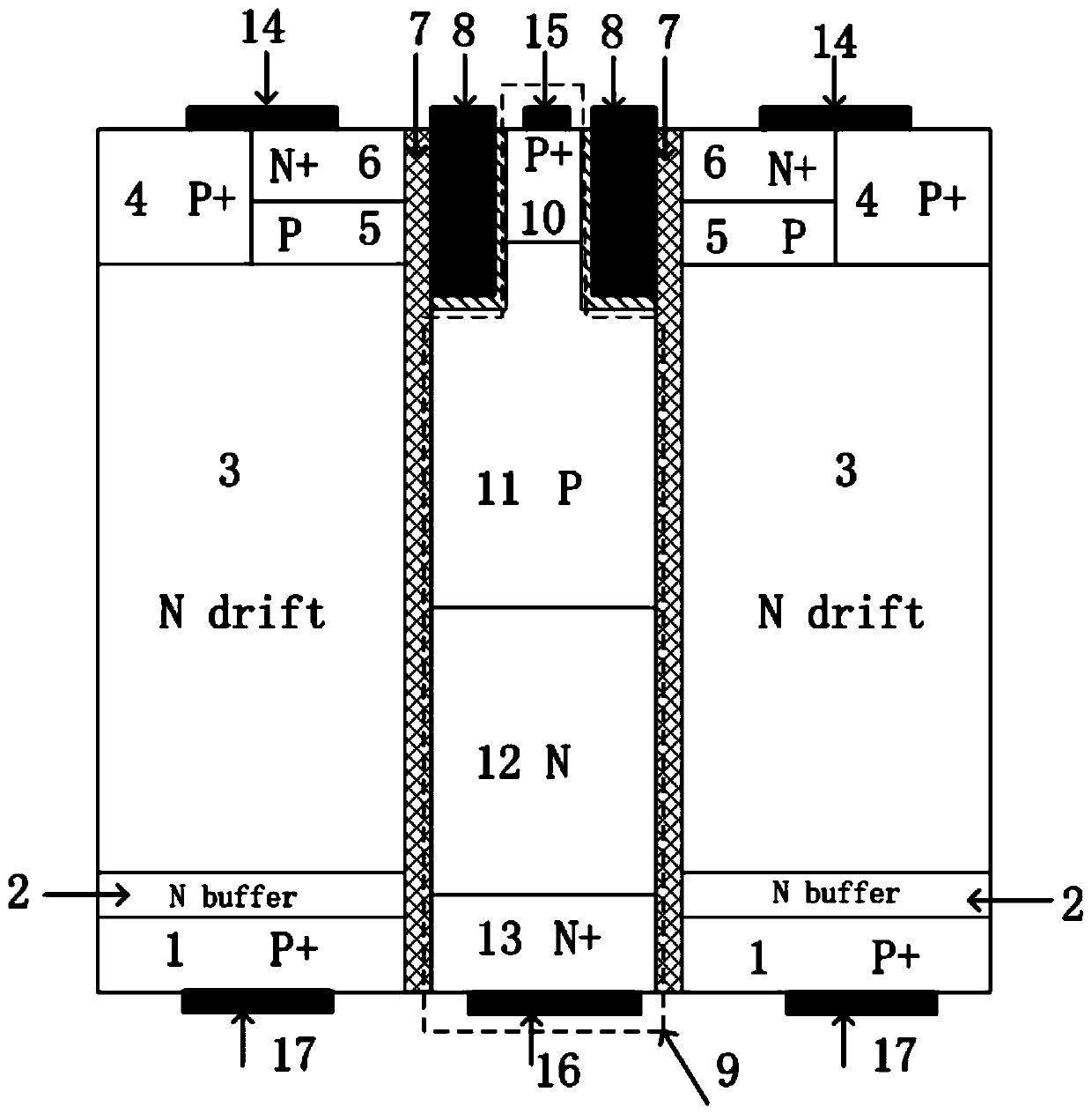 Ultra-high-speed large-current longitudinal insulated gate bipolar transistor