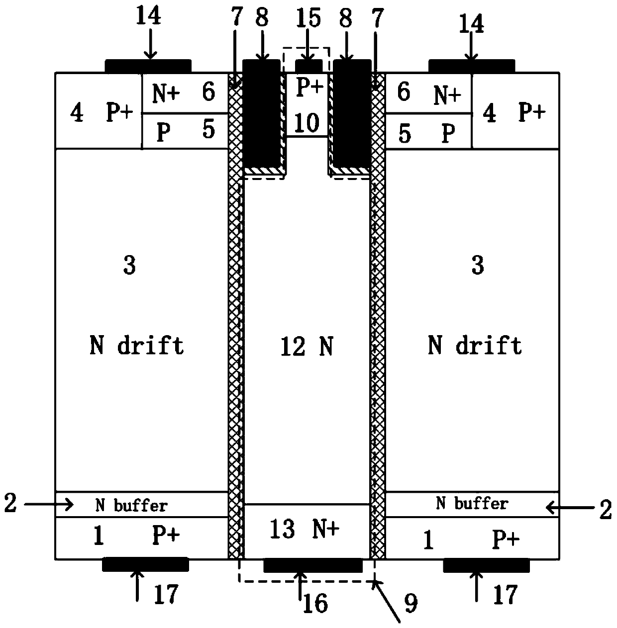 Ultra-high-speed large-current longitudinal insulated gate bipolar transistor