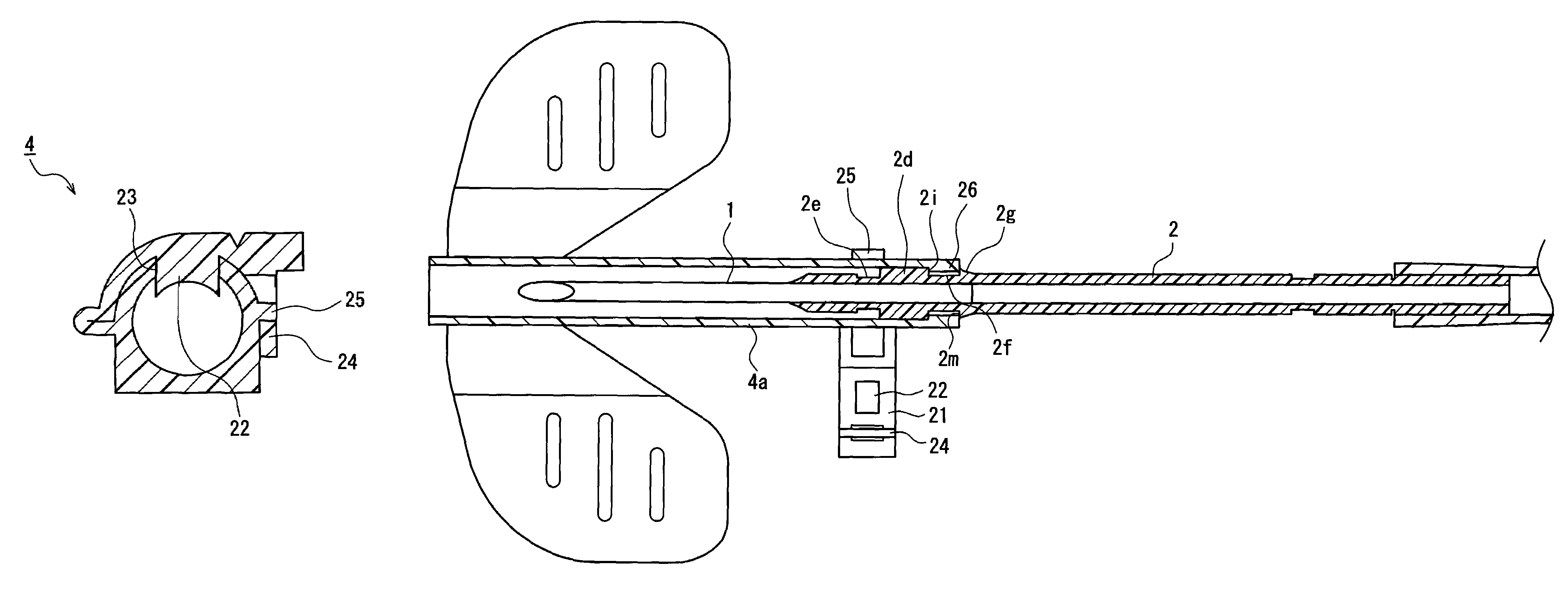 Winged medical needle device