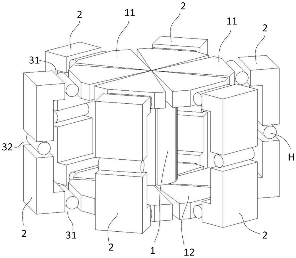 A hybrid magnetic circuit superconducting induction heating device based on a split iron core