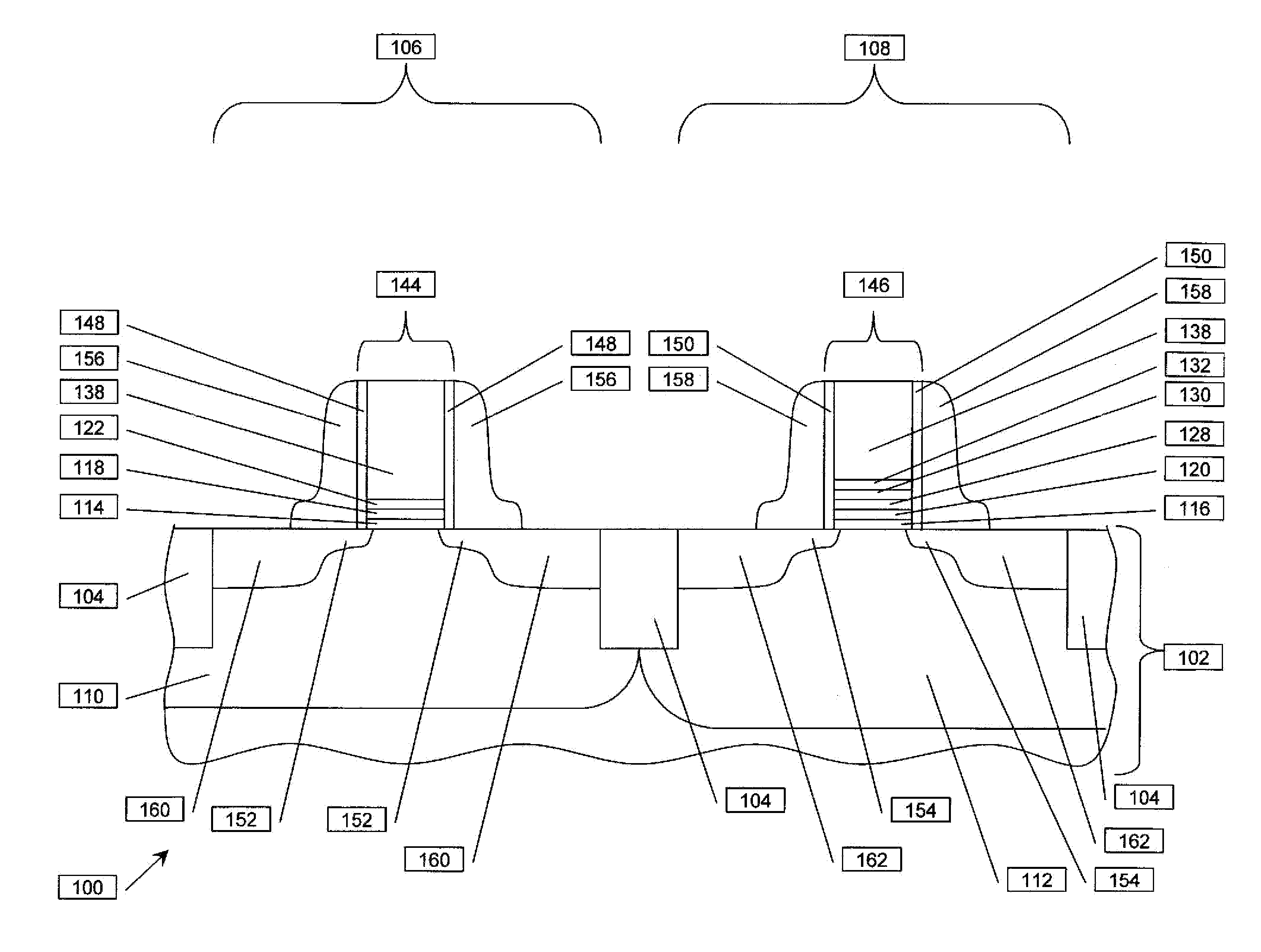 Engineered oxygen profile in metal gate electrode and nitrided high-k gate dielectrics structure for high performance pmos devices