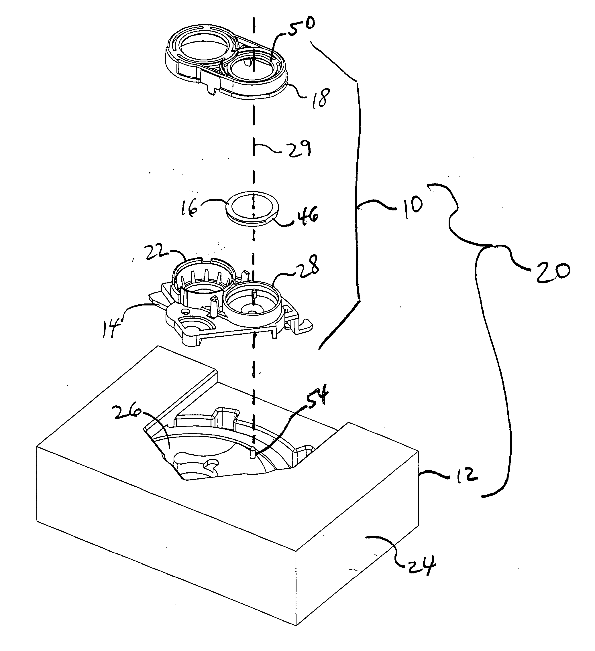 Lens module assembly method and assembly intermediate