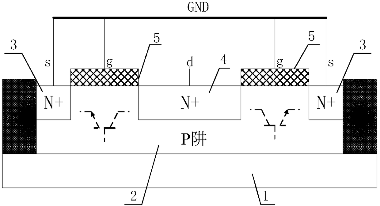 Electrostatic protection device based on SOI (Silicon-On-Insulator) technology and formed electrostatic protection circuit