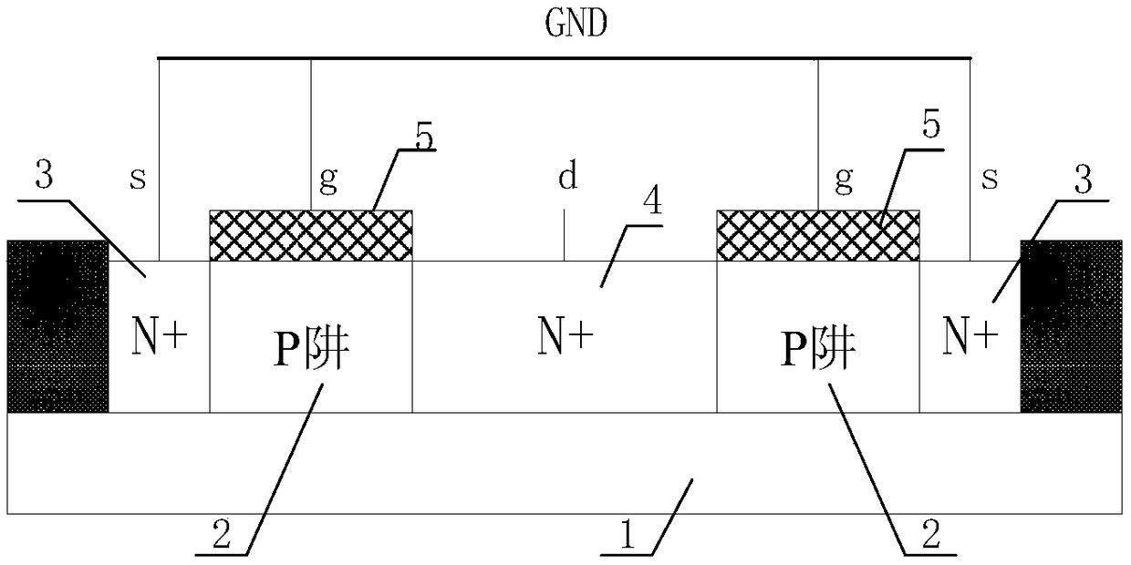 Electrostatic protection device based on SOI (Silicon-On-Insulator) technology and formed electrostatic protection circuit