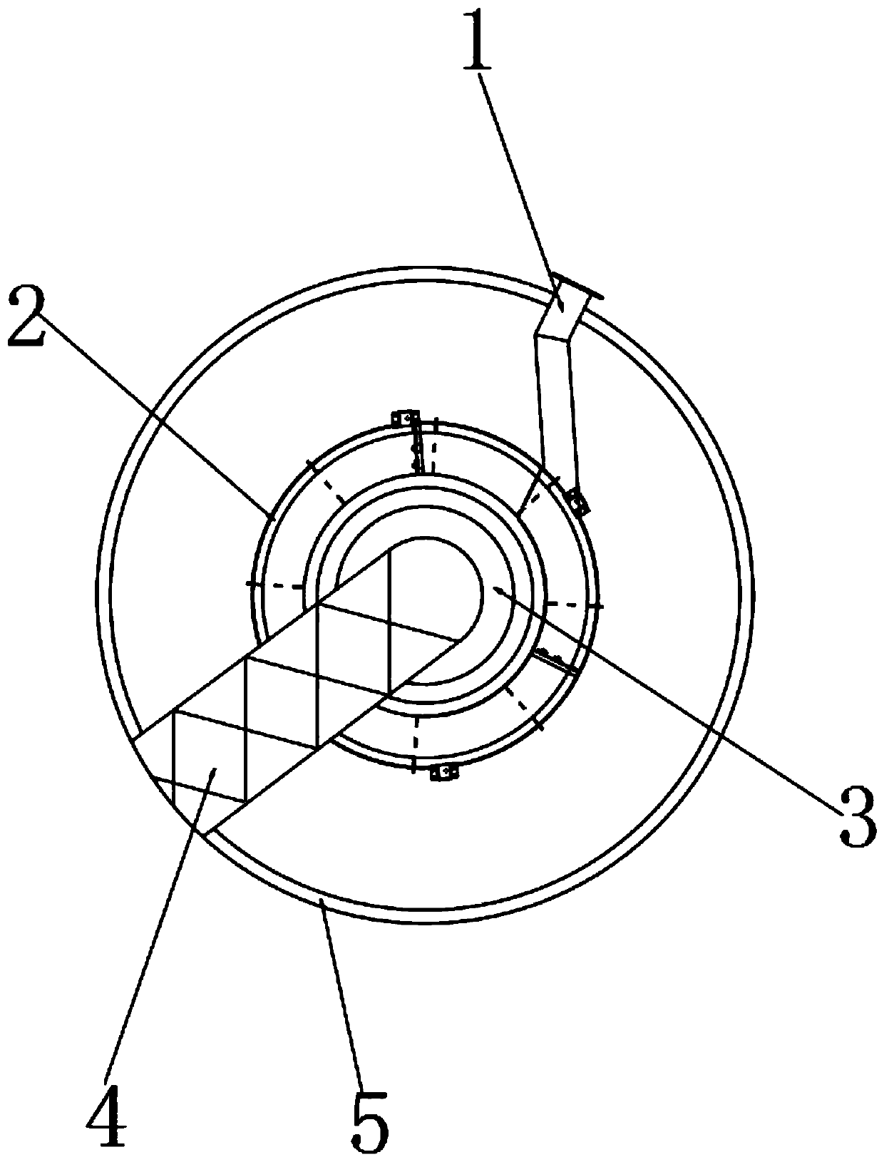 Efficient tangential drainage feeding flow stabilizing device of central transmission thickener