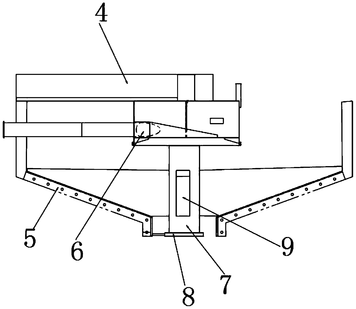 Efficient tangential drainage feeding flow stabilizing device of central transmission thickener