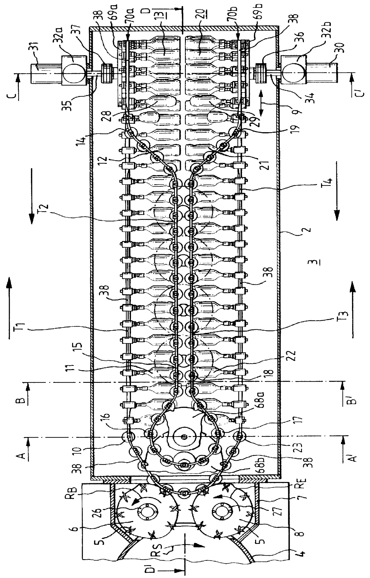 Method and device for transporting cylindrical substrates to be coated