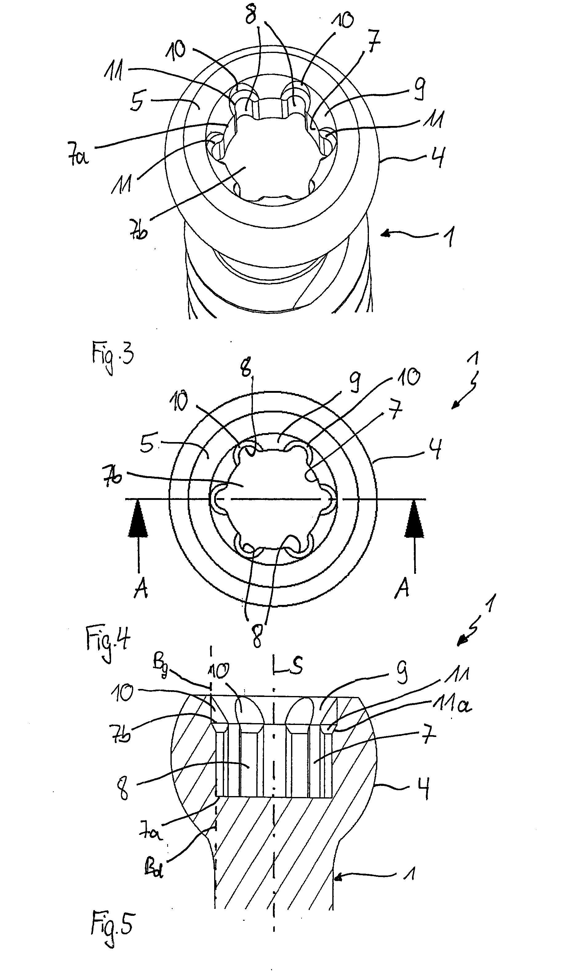 Screw element for use in spinal, orthopedic or trauma surgery and a system of such a screw element and a screw driver adapted thereto