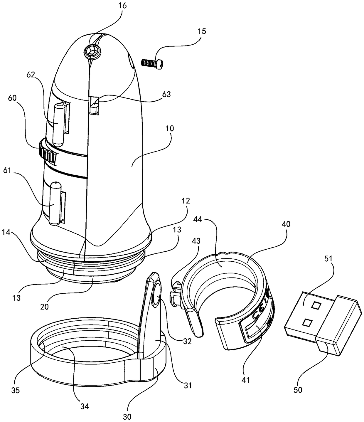 A wireless ring-type mouse that can universally adjust the direction of the photosensitive head