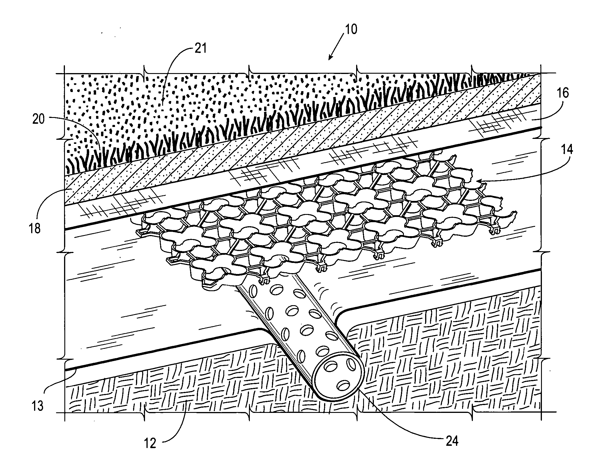 Subsurface drainage system and drain structure therefor