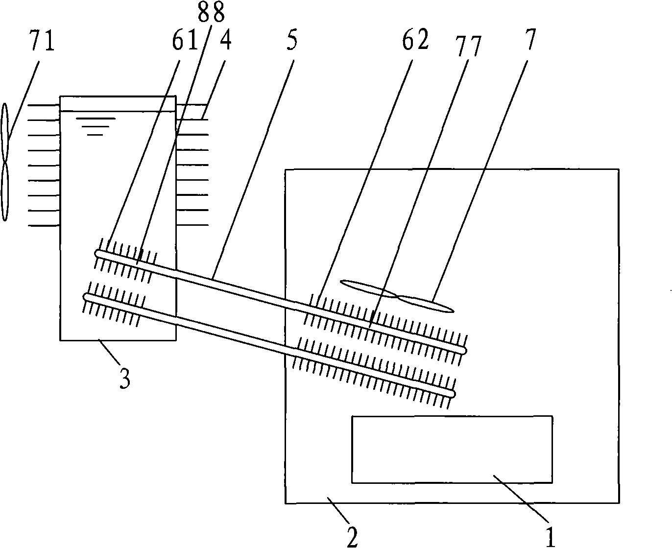 Energy-saving type communication base station square compartment heat radiating device