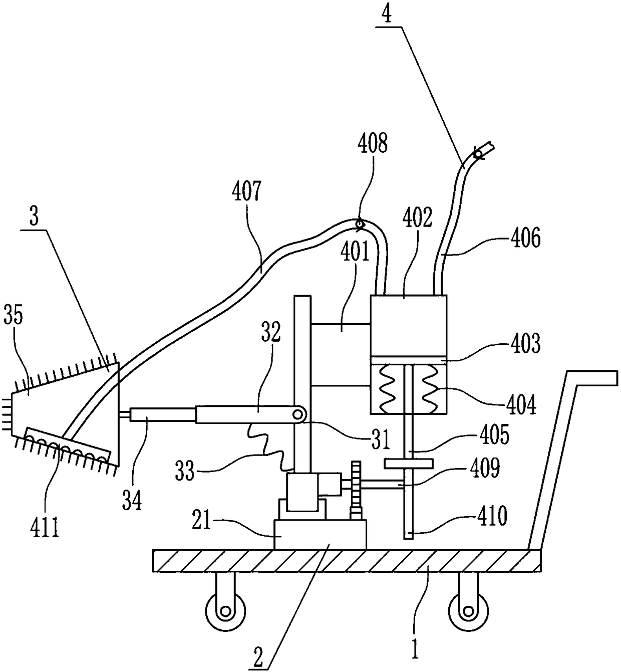 Excavator bucket inside cleaning equipment for construction machinery