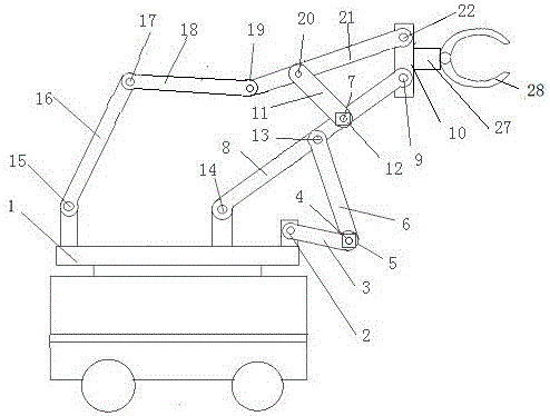 Dual servo motor driven variable-freedom-degree multi-connecting-rod timber grab