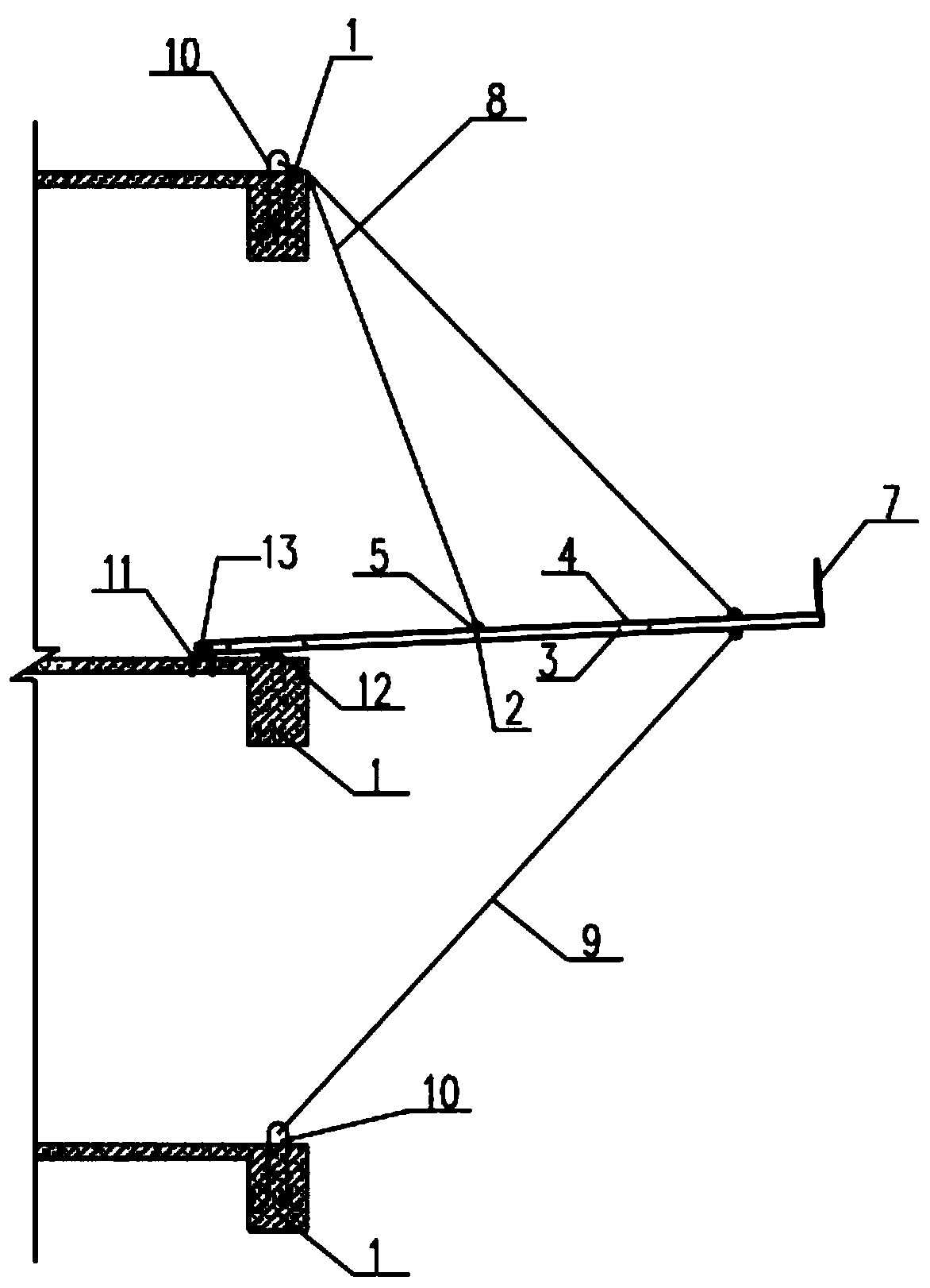 Ultrahigh-rise structure unit type sizing type horizontal protection shed and construction method thereof