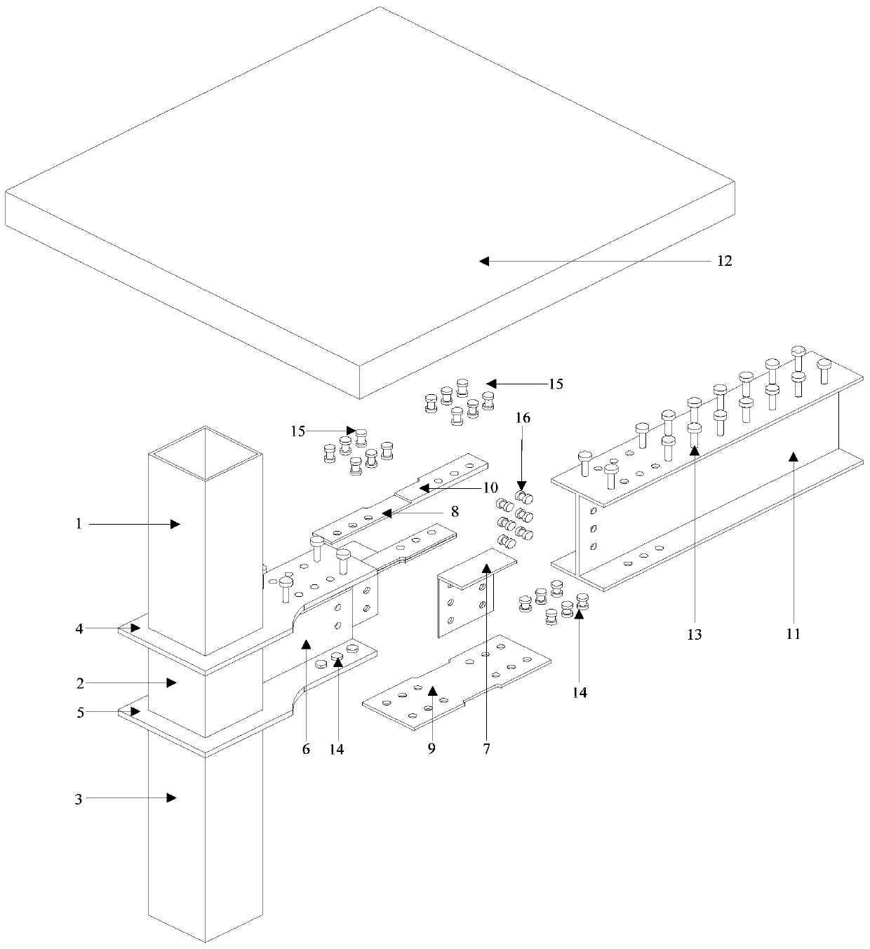 Fabricated type anti-buckling inversed L-shaped web shear piece combined joint connecting device capable of recovering functions