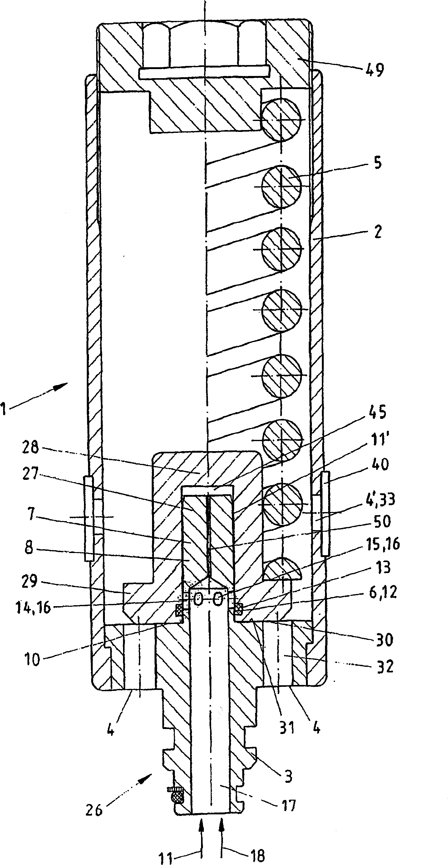 Pressure limiting valve with a hydraulic seal ring