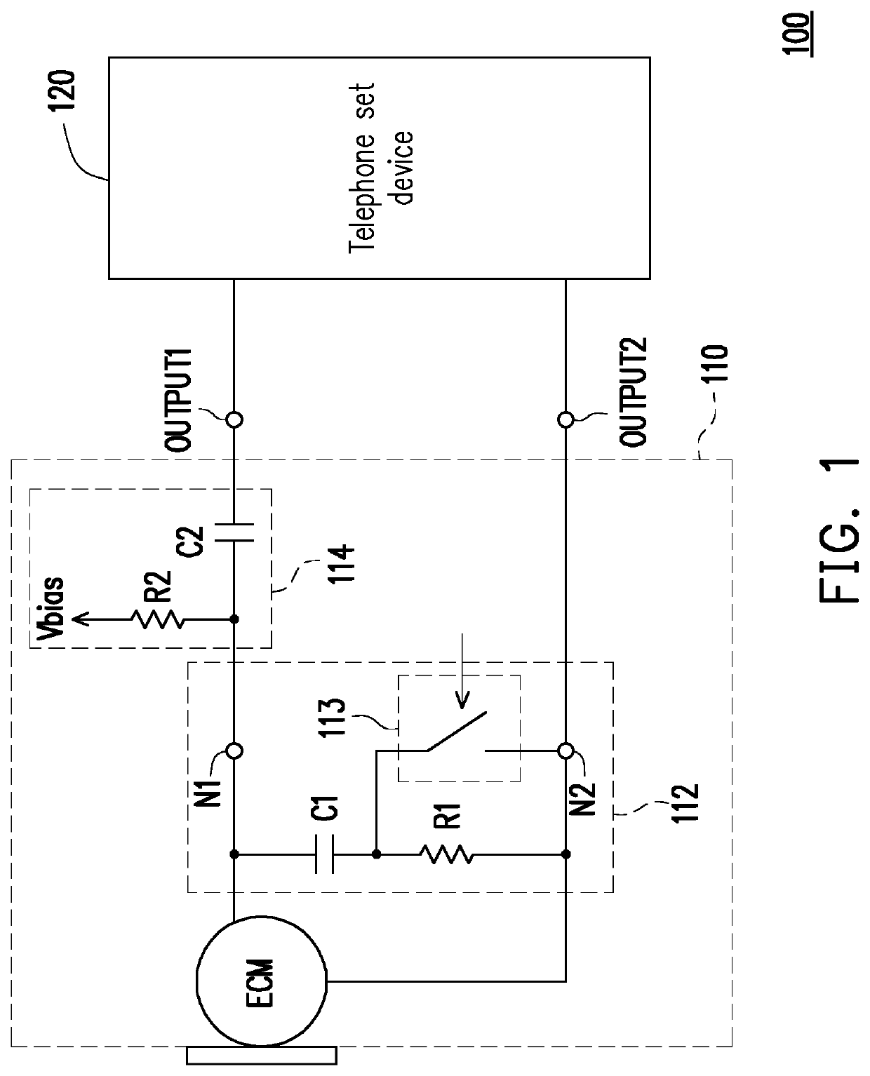 Microphone device, telephone device, and decoupling circuit