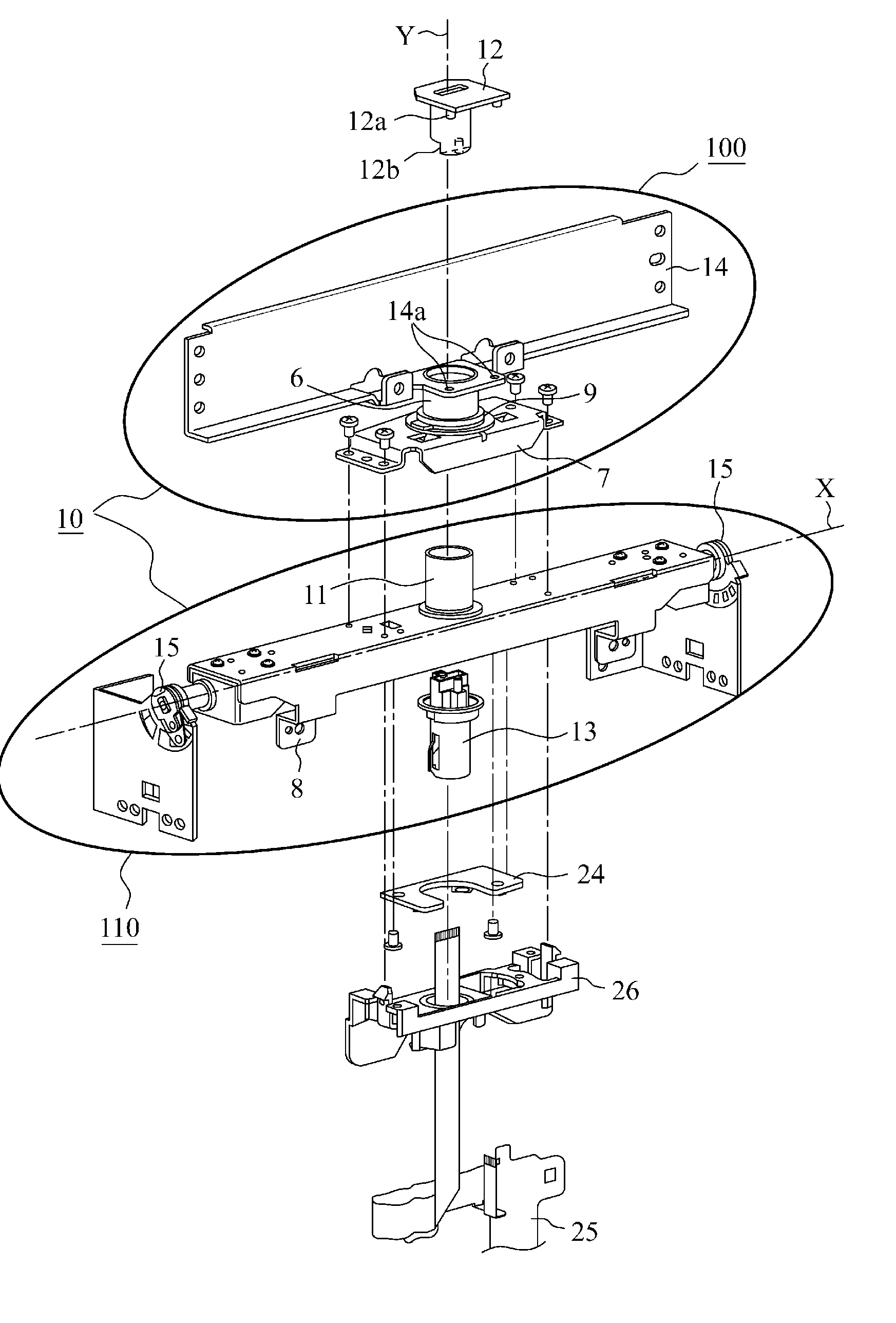 FPC fixing structure for two-axis hinge mechanism