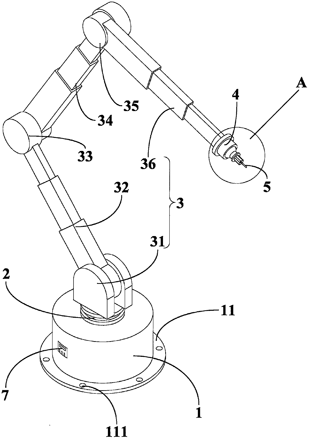 Six-dimension welding mechanical arm