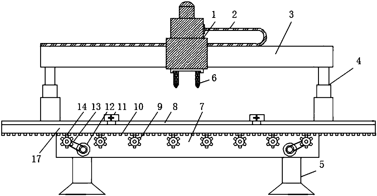 Efficient aluminum profile fixing and punching device