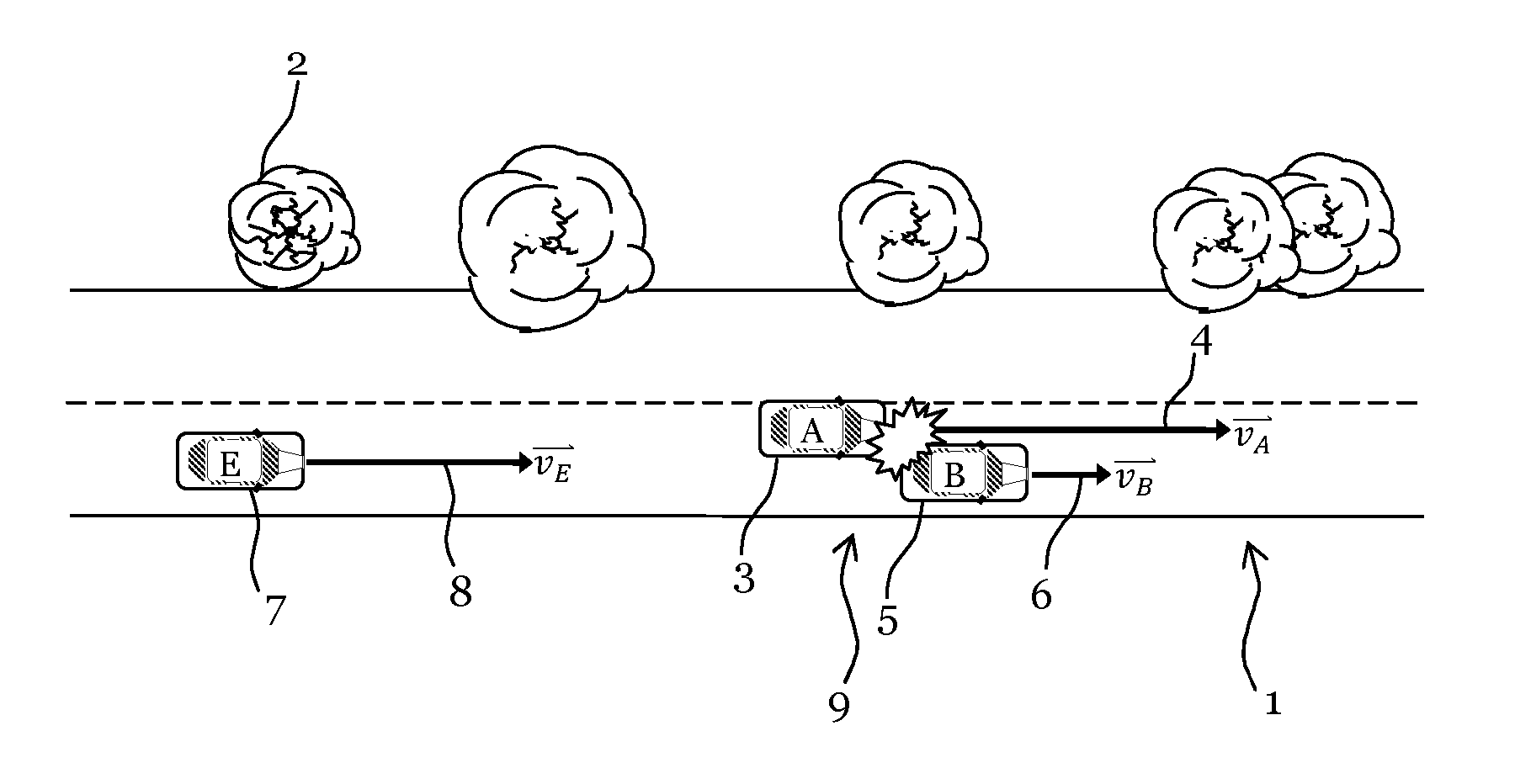 Method and system for post-collision manoeuvre planning and vehicle equipped with such system