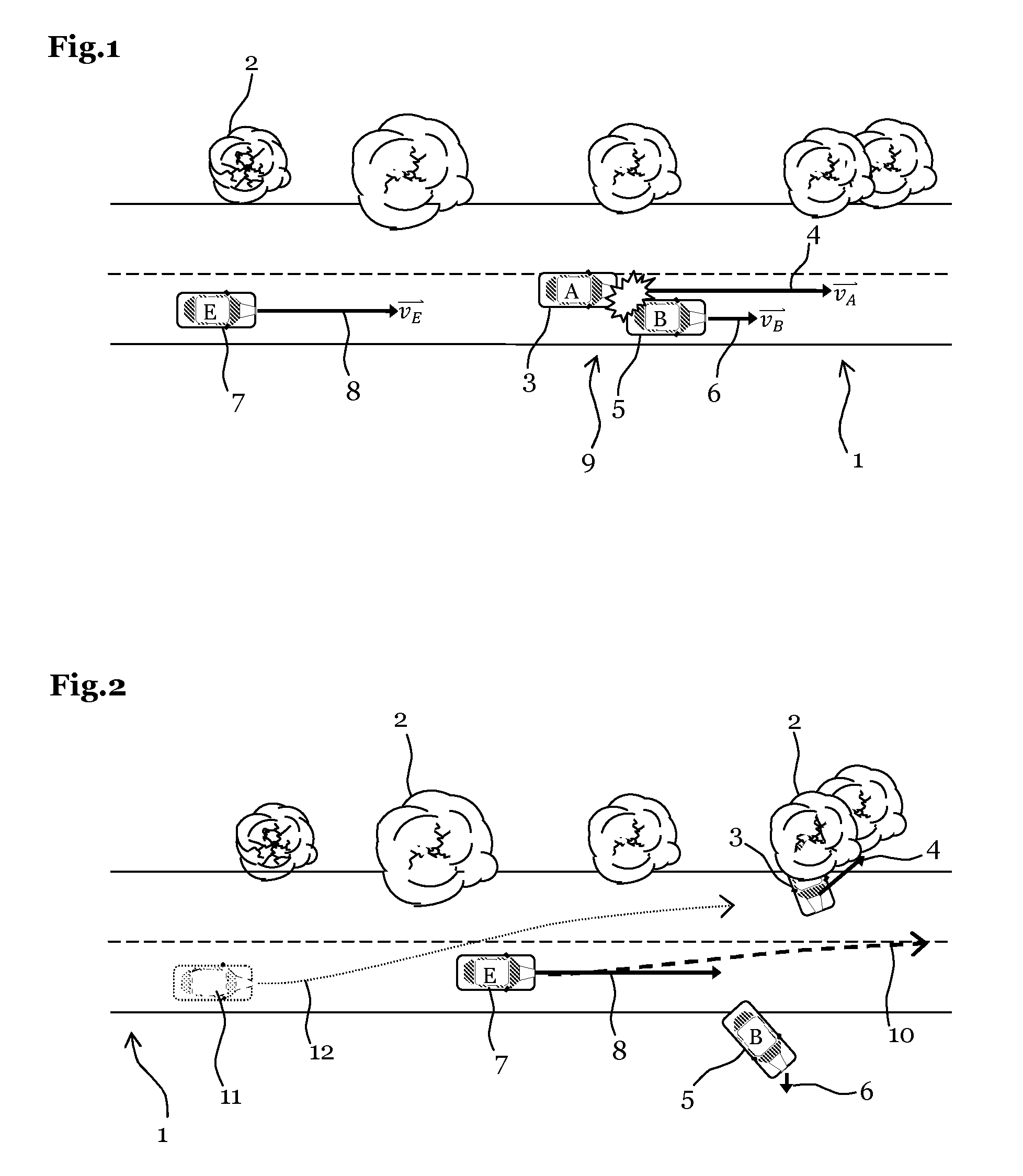 Method and system for post-collision manoeuvre planning and vehicle equipped with such system