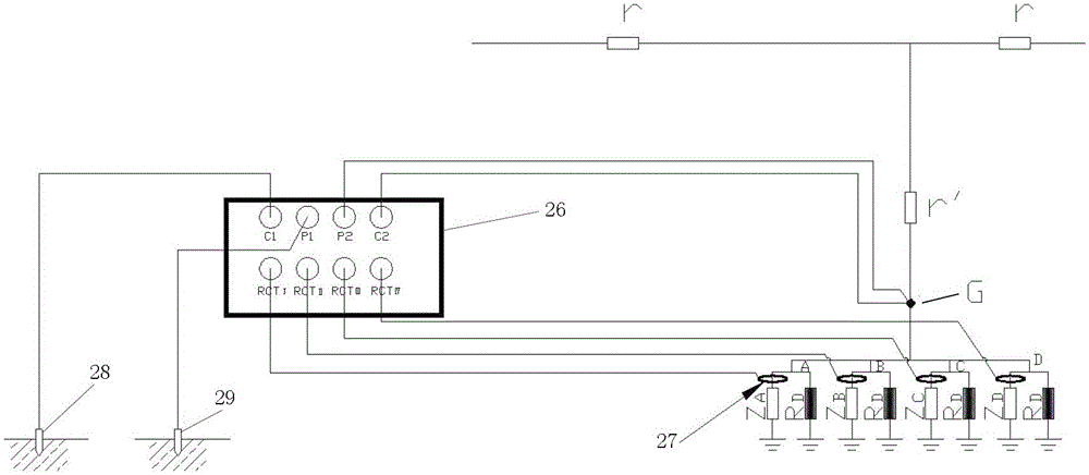 Tower grounding resistance measurement apparatus without dismounting of grounding down lead, and measurement method thereof