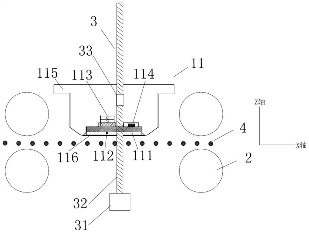 Wire cord fabric detection and calibration device and detection and calibration method