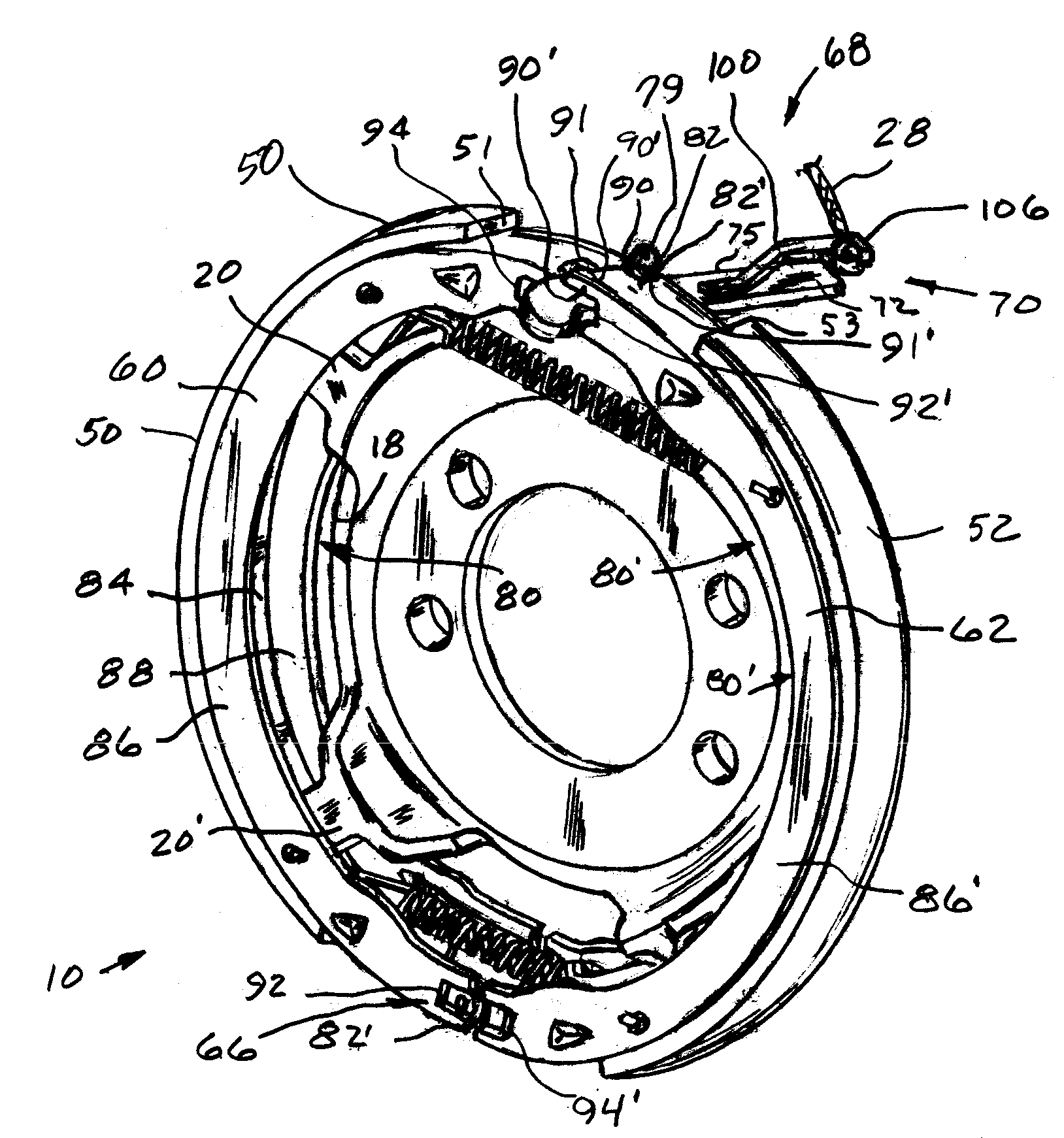 Reaction lever for a parking brake