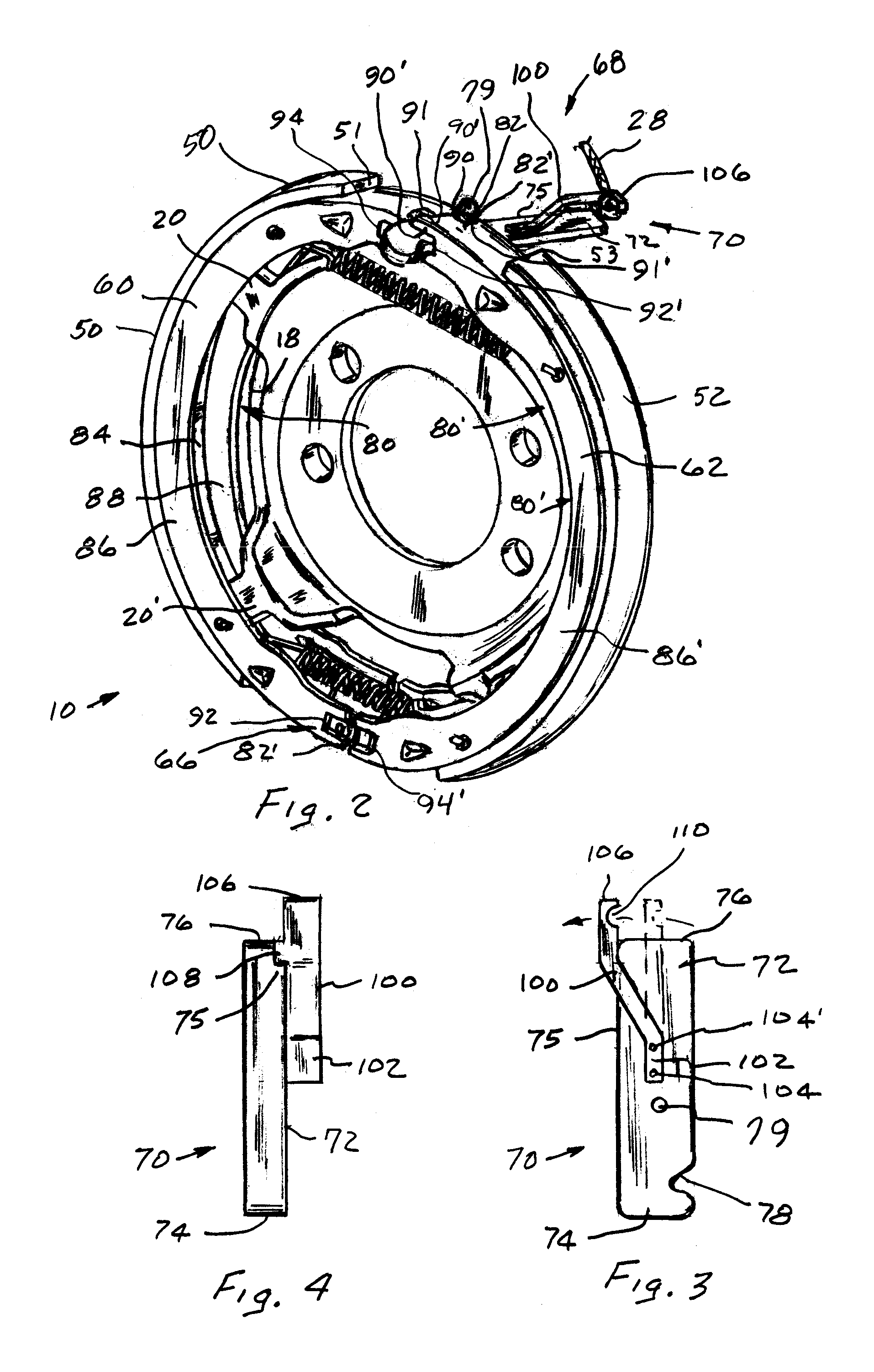 Reaction lever for a parking brake