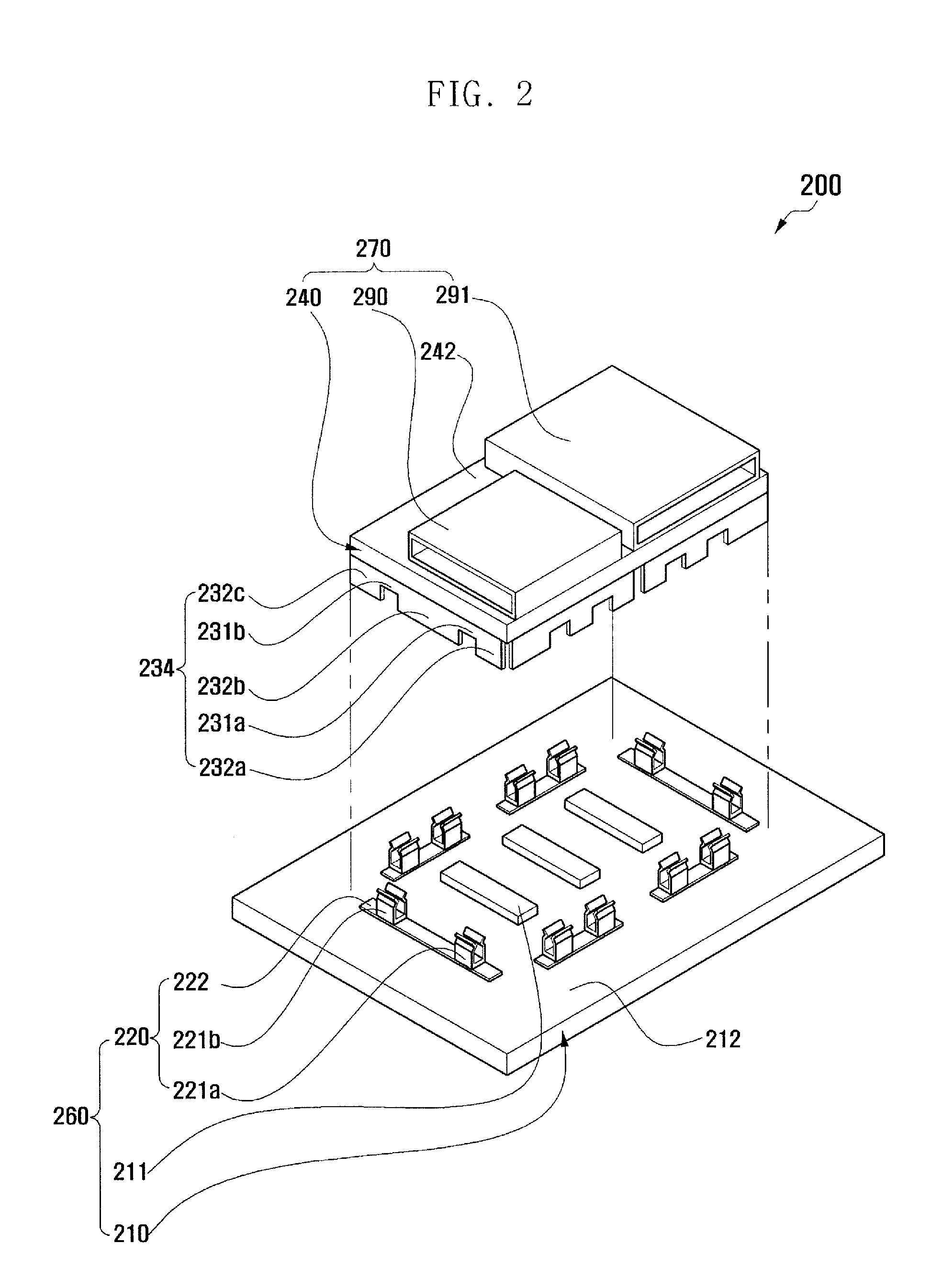 Structure for stacking printed board assemblies in electronic device