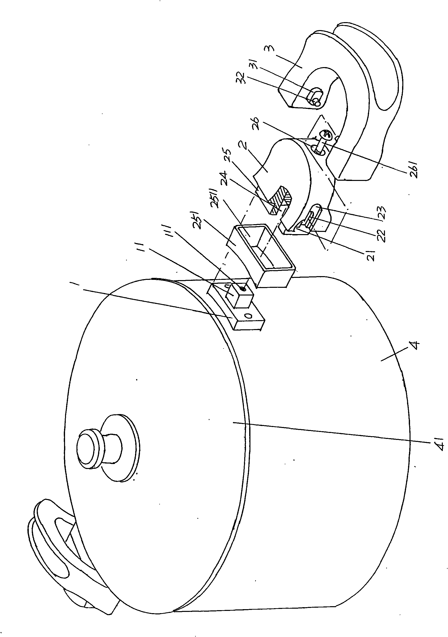 Cover-pressing handle for pot