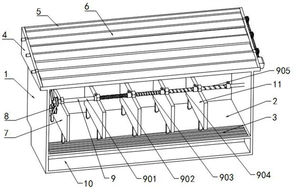 Multifunctional livestock breeding greenhouse with adjustable grids