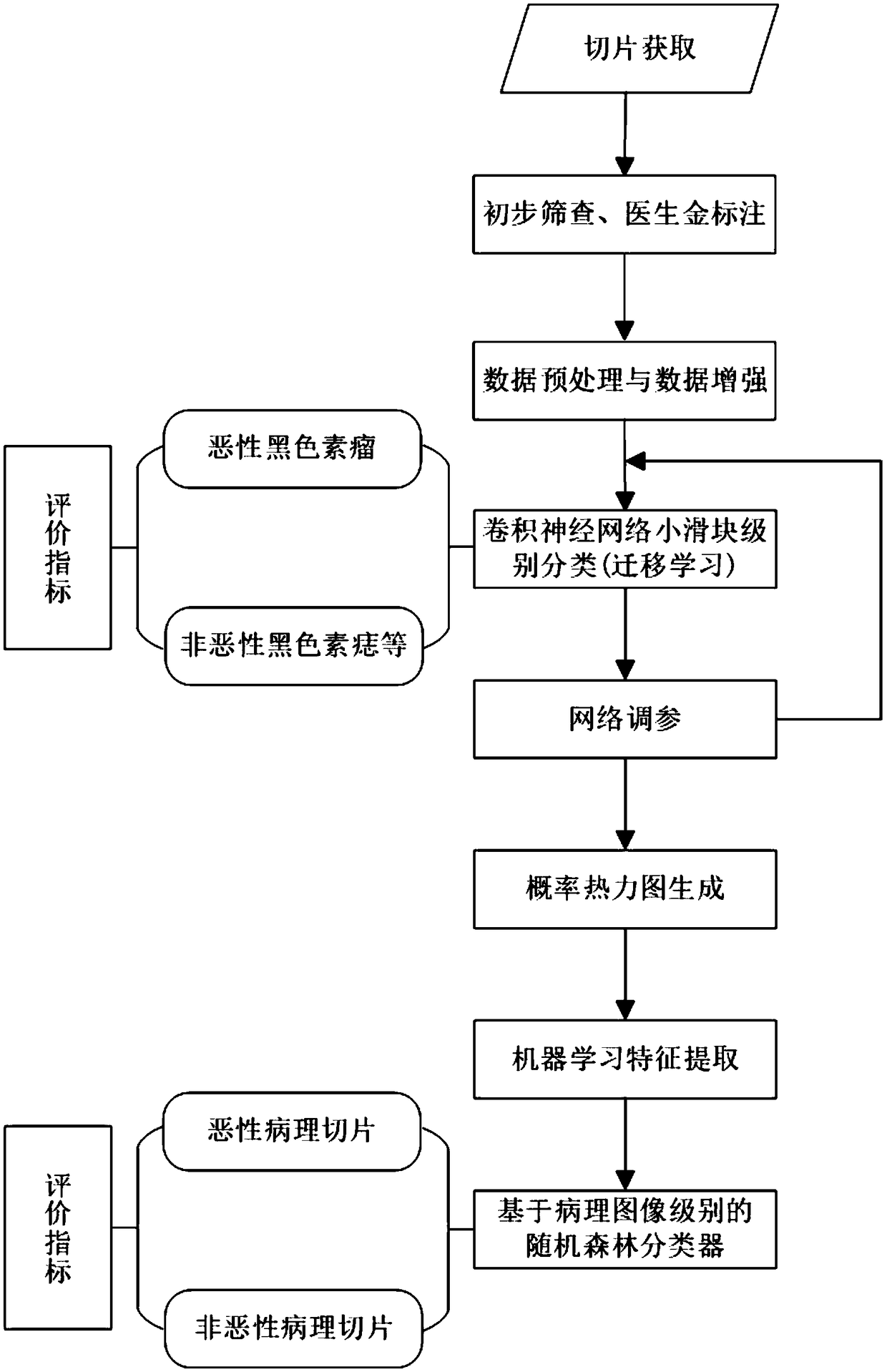 Malignant melanoma and non-malignant melanin nevus classification method based on deep learning