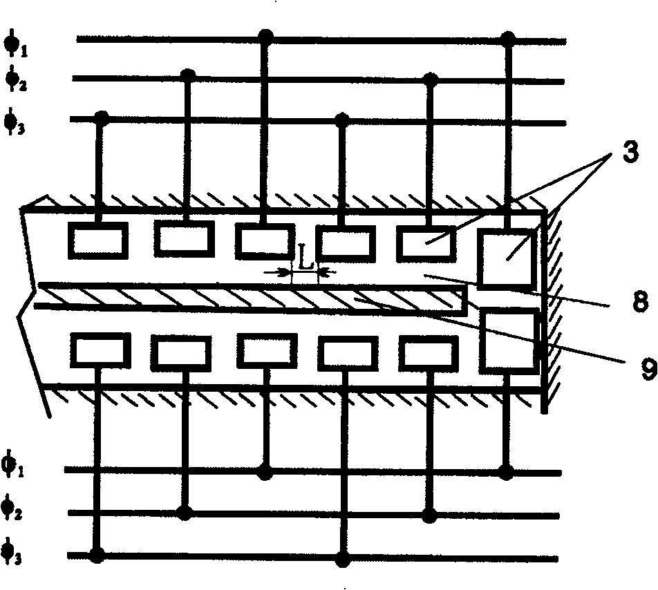 Circuitous transition surface array charge-coupled device