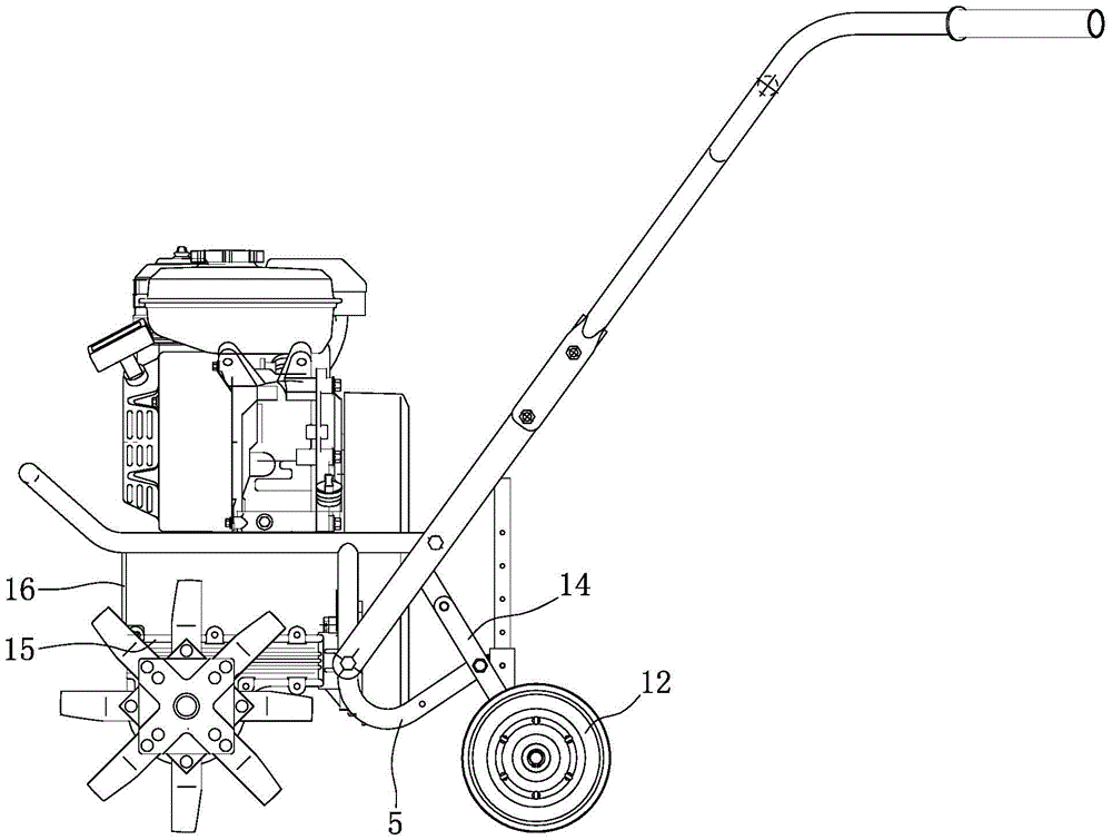 Arrangement structure of rear wheel assembly and transmission box of a portable tiller