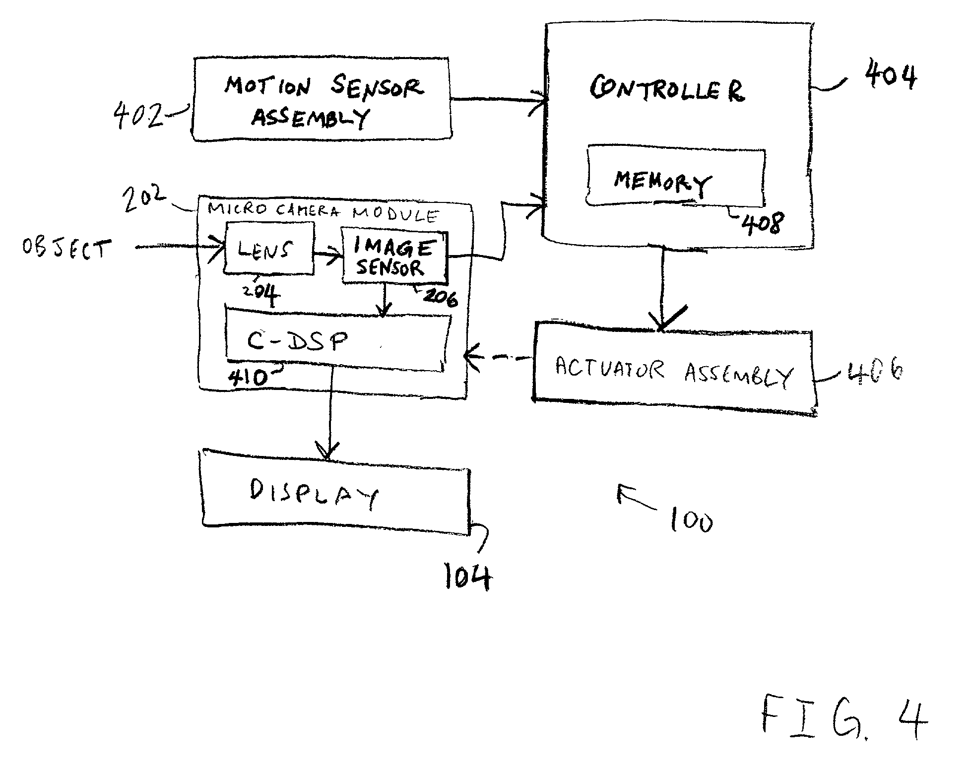 Image stabilizer for a microcamera module of a handheld device, and method for stabilizing a microcamera module of a handheld device