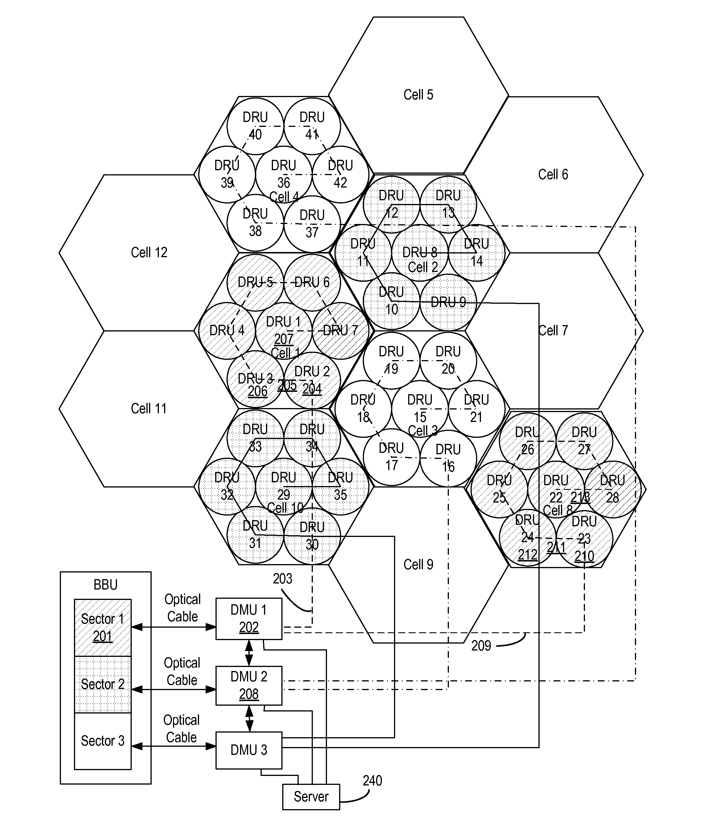 Distributed radio system with remote radio heads