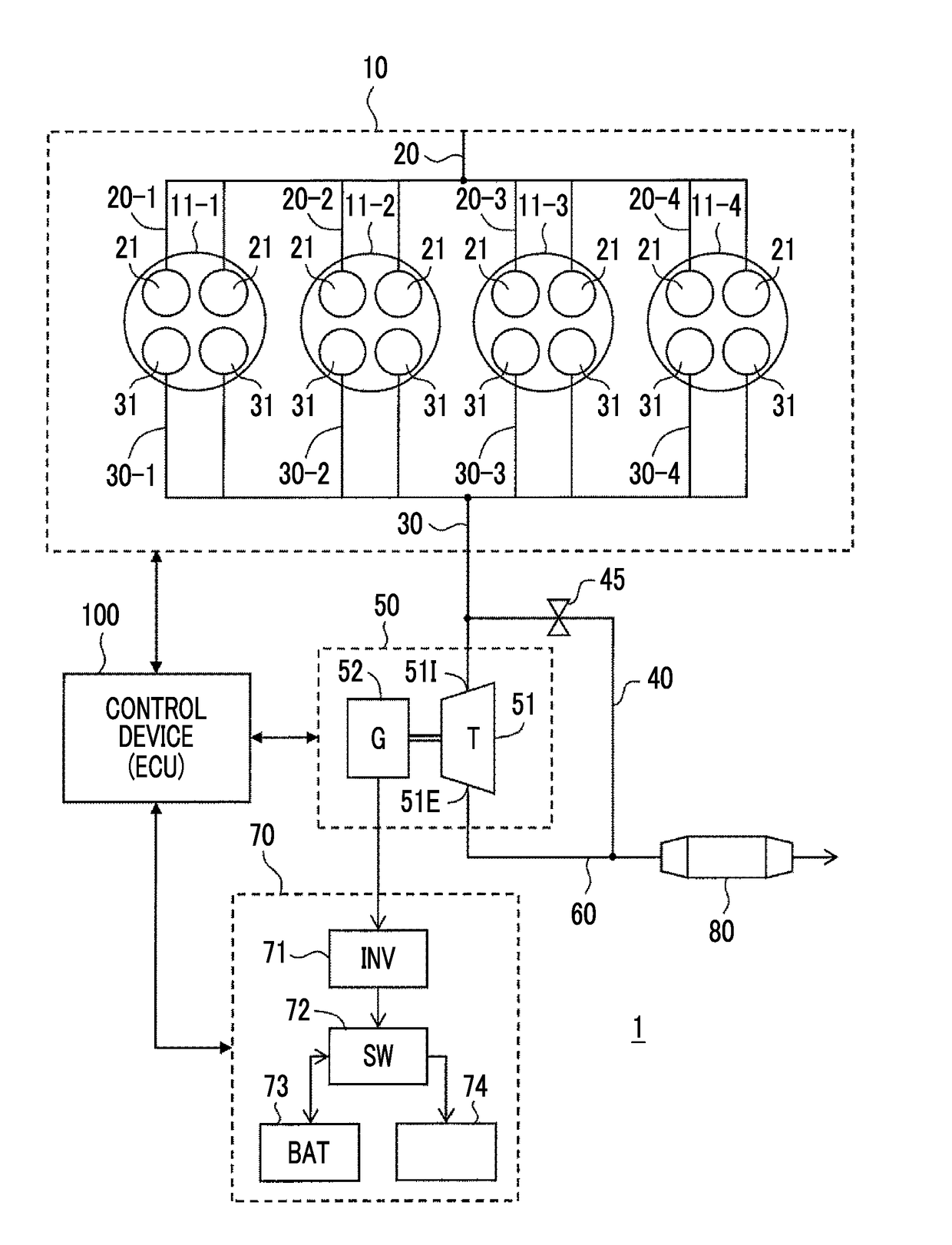 Exhaust turbine power generating system and control device for the same