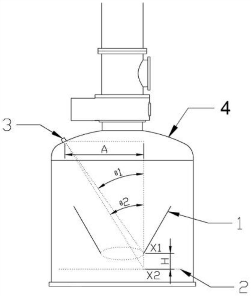 Single crystal furnace liquid opening distance double-point measurement method and device with guide cylinder as reference