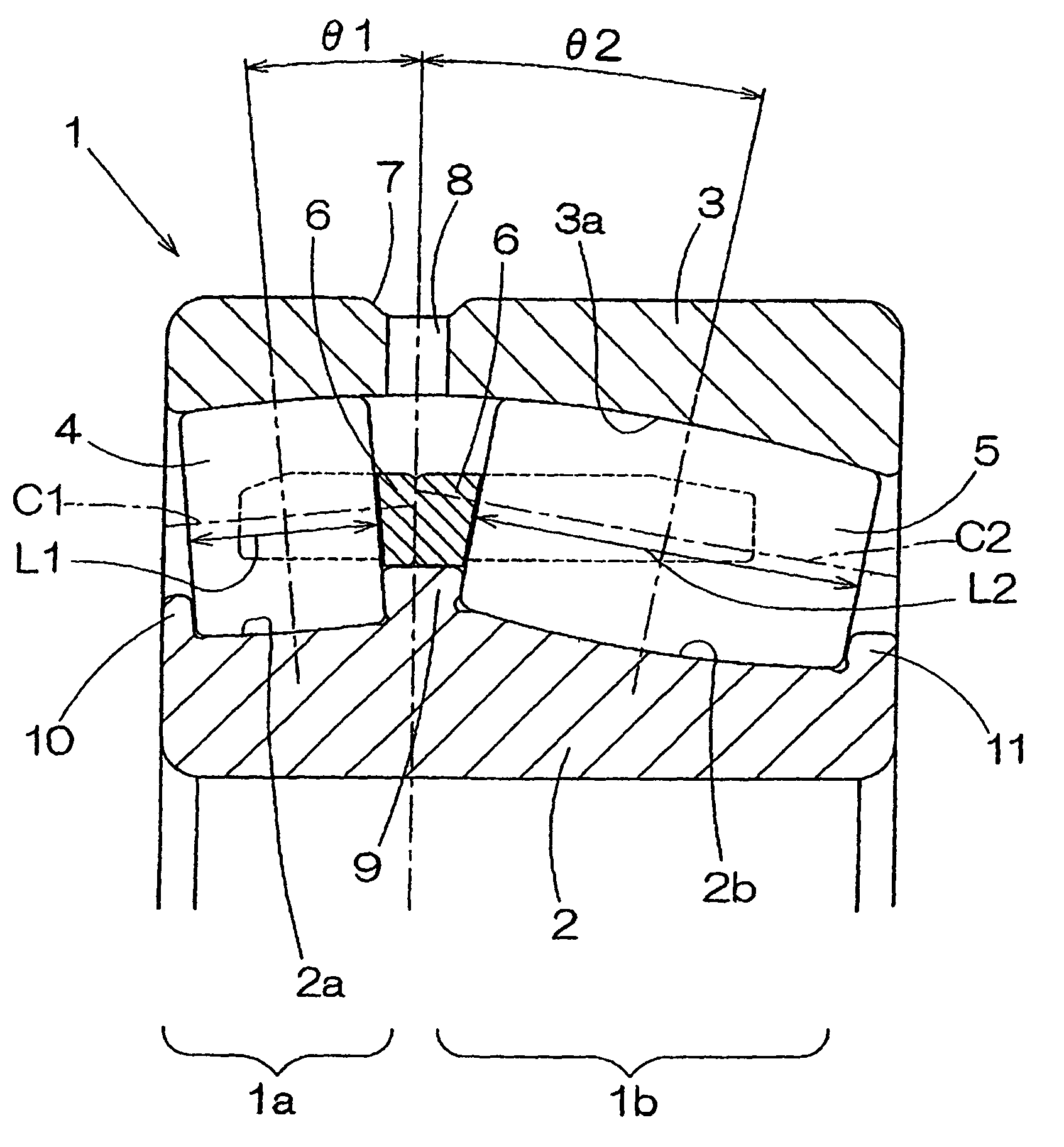 Double-row self-aligning roller bearing and device for supporting wind turbine generator main shaft