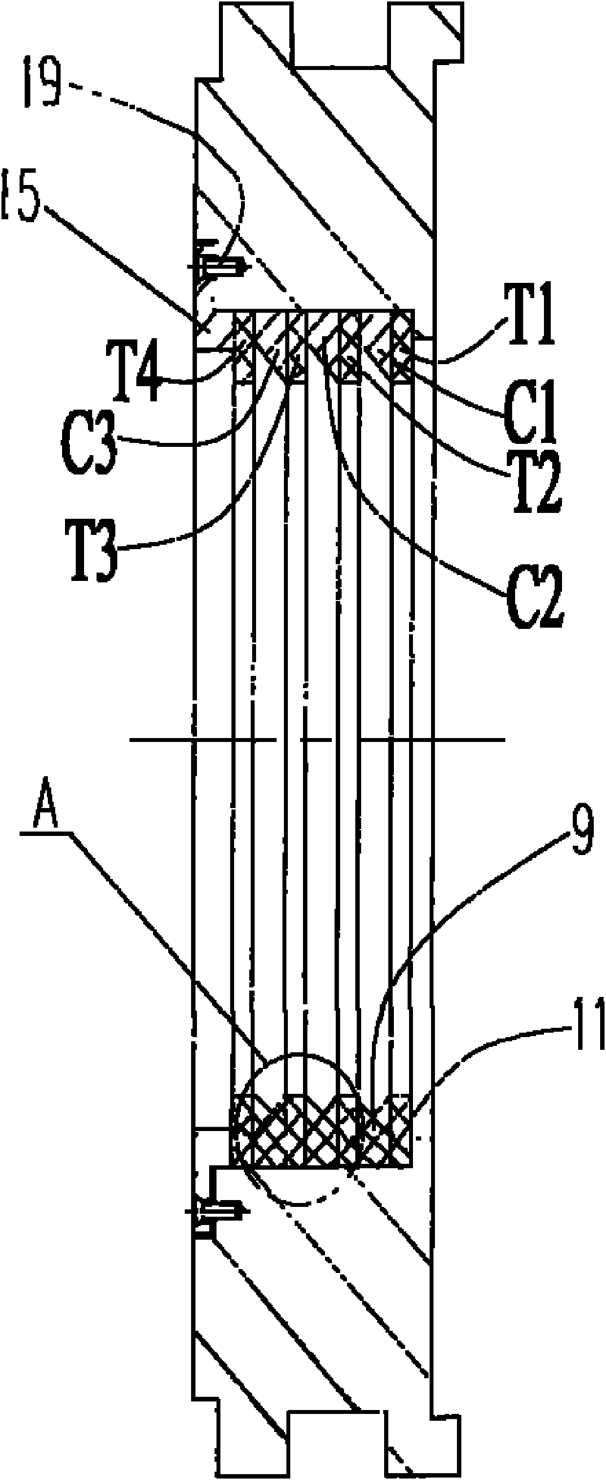 Reciprocating shaft magnetic liquid sealing structure