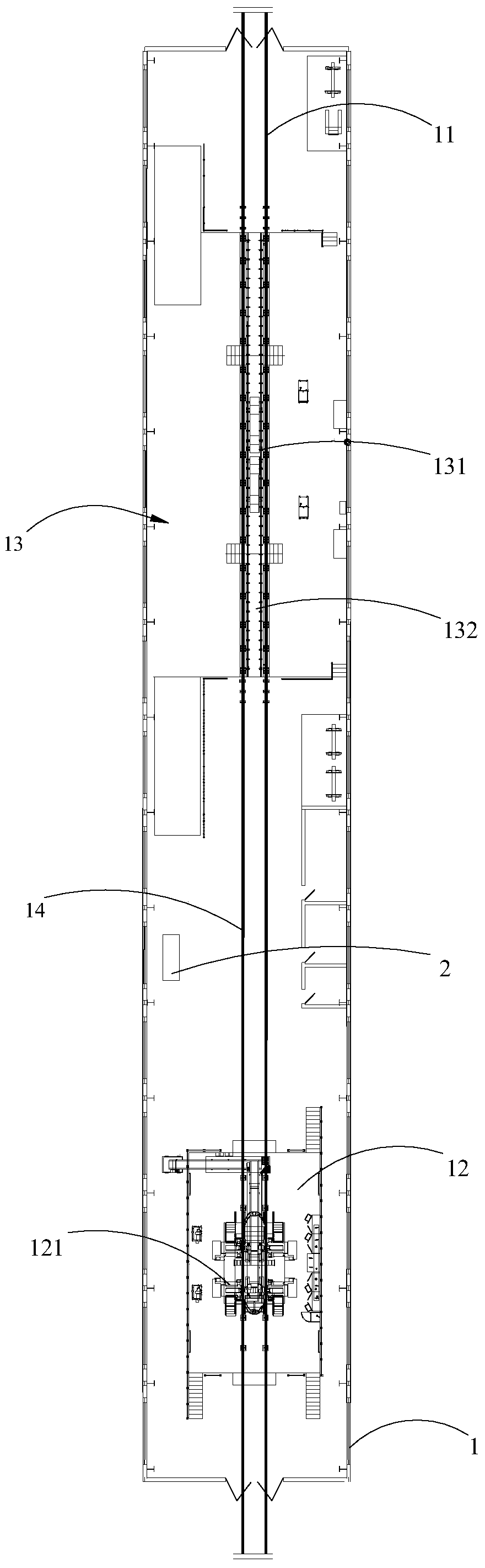 Integrated work platform and technology for wheel set maintenance and flaw detection of EMU