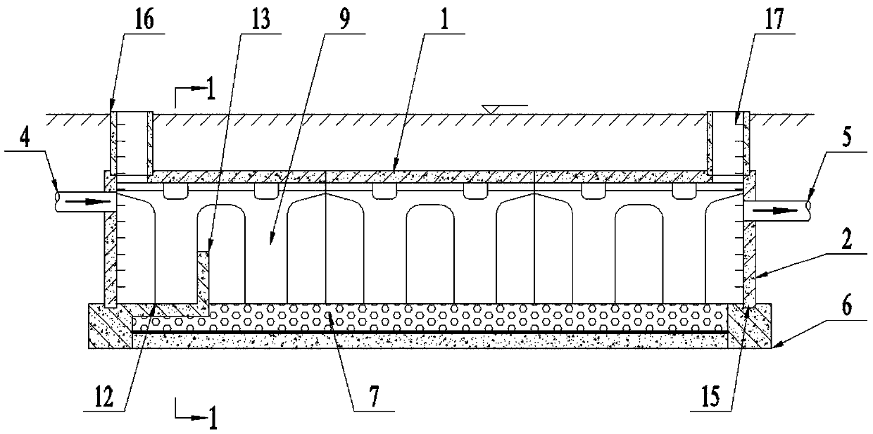 Pi-shaped precast concrete member permeable detention pond