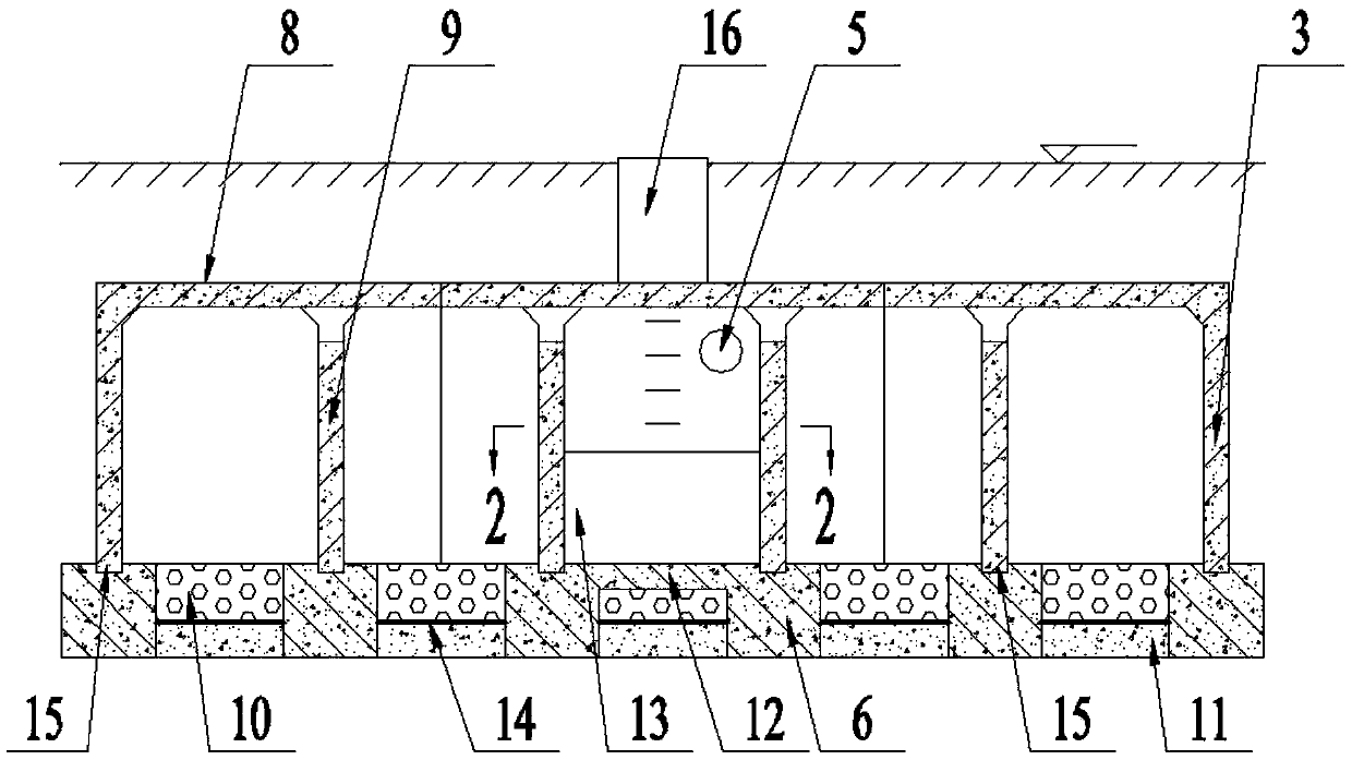 Pi-shaped precast concrete member permeable detention pond