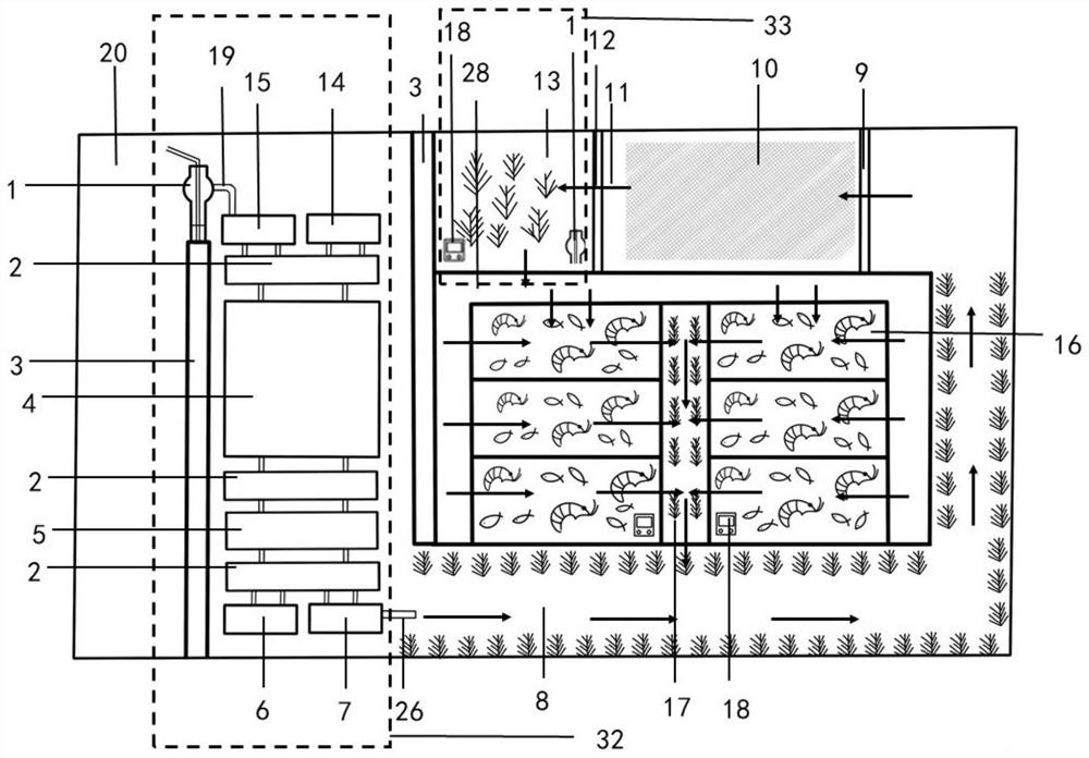 Purification system for integrated culture of fishes and shrimps