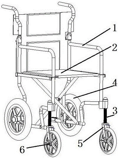 Buffering and damping mechanism of walking aid wheelchair