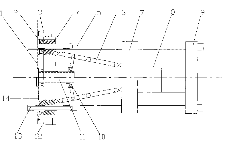 Combination driving-type compound die mechanism of full electric injection molding machine