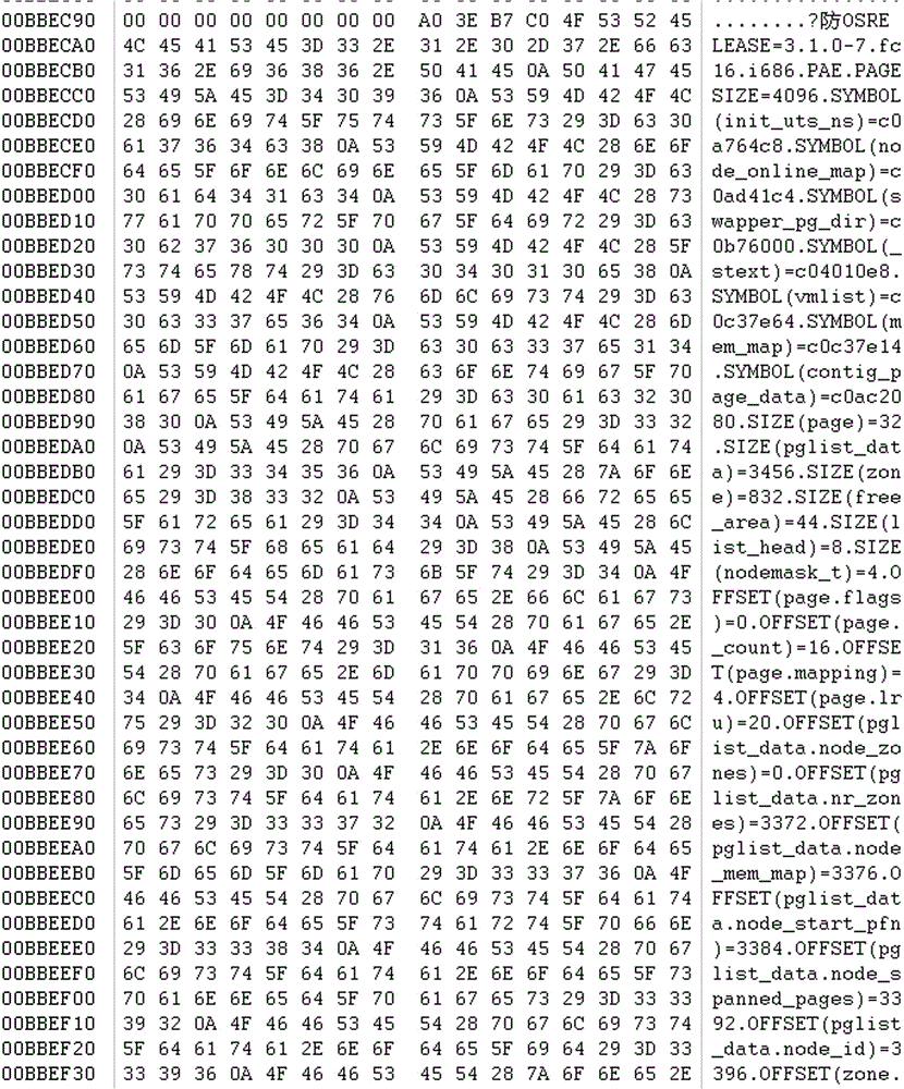 Physical memory mirror image document analysis method of Linux system